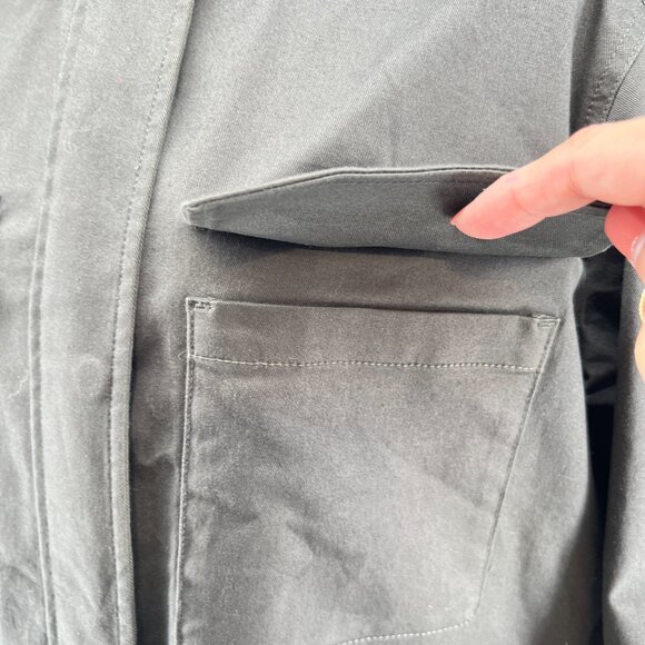 UNIQLO Women's Gray Utility drawstring cropped trench coat Jacket Sz M 97%Cotton - Picture 3 of 12